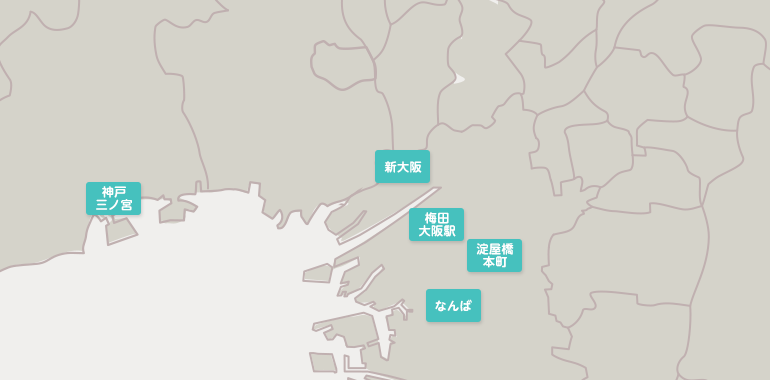 大阪・兵庫のマップ